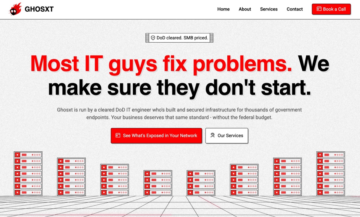 Ghosxt LLC managed IT services website - Salinas Monterey County