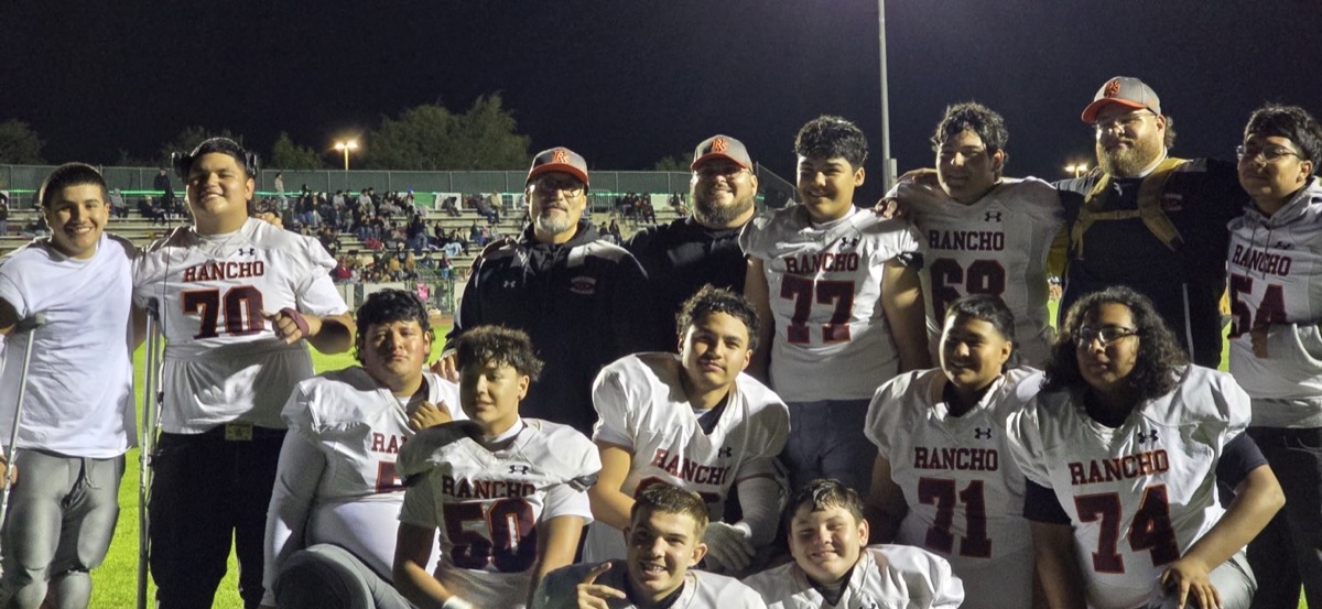 Rancho San Juan Trailblazers offensive line coached by Ulises Paiz